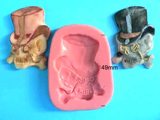 Skull and Top Hat Silicone Mould - Click Image to Close